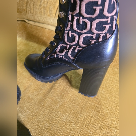 Guess Black and Brown Heeled Boots - Picture 6 of 9